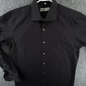Balmain Cotton Medium Black Mens Pocket Long Sleeve Solid Shirt Button Up Spread